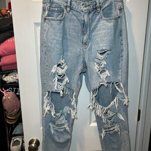 American Eagle Distressed Light Blue Denim Jeans Women